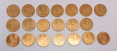 20 coins 20 Francs Français gold République...