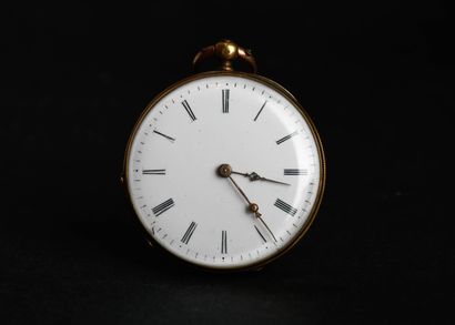 Montre à gousset en or jaune.
Le cadran émaillé...