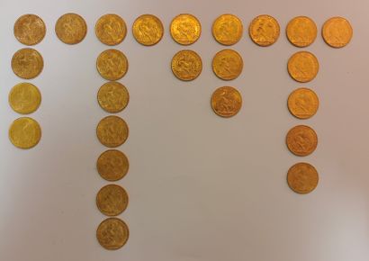 25 coins 20 Francs Français République in...