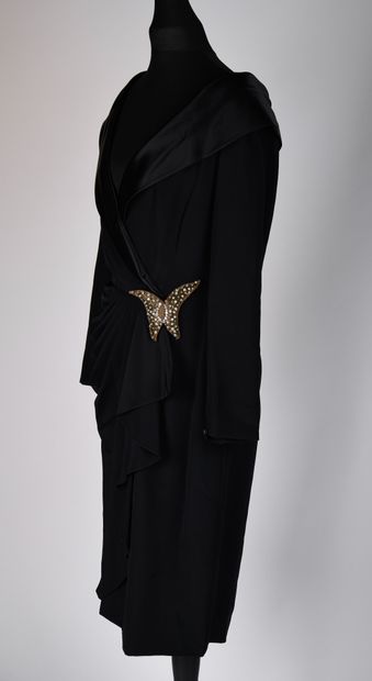 HANAE MORI, circa 1990. Black crepe and satin...