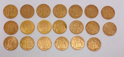 20 coins 20 Francs Français gold République...