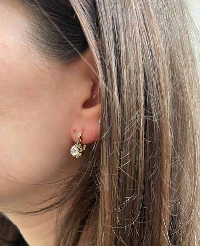 Pair of 18K (750 thousandths) yellow gold...