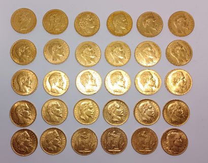 30 French 20 Franc gold coins Louis-Philippe,...