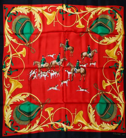 CELINE
Silk scarf decorated with hunting....