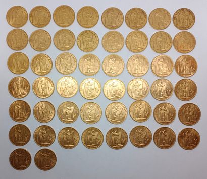 50 French 20 Franc gold Republic coins from...