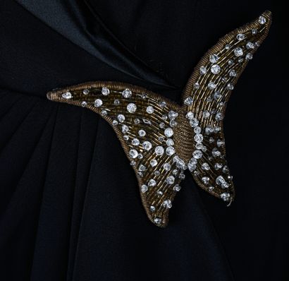 HANAE MORI, circa 1990. Black crepe and satin...