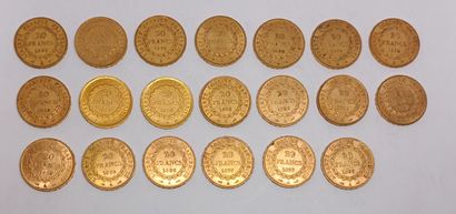20 coins 20 Francs Français gold République...