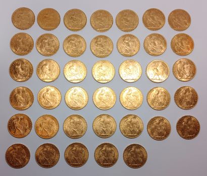 40 coins 20 Francs Français in République...