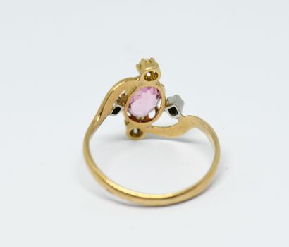 19th c. ring, centered on a pink tourmaline...