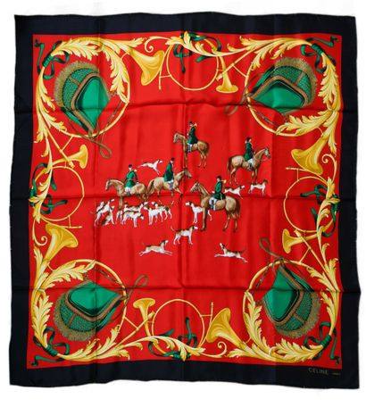 CELINE
Silk scarf decorated with hunting....