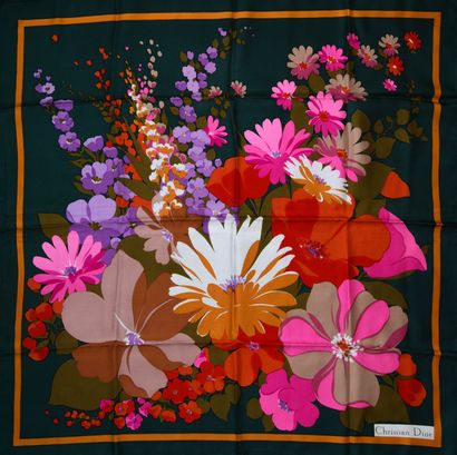 CHRISTIAN DIOR.
Silk scarf with polychrome...