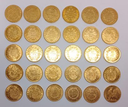 30 French 20 Franc gold coins Louis-Philippe,...