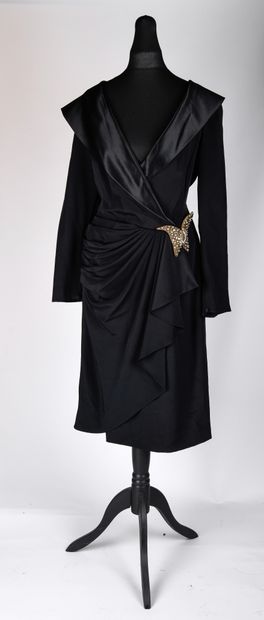 HANAE MORI, circa 1990. Black crepe and satin...