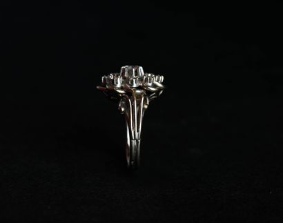 18K (750 thousandths) white gold and platinum...