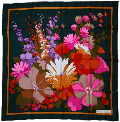 CHRISTIAN DIOR.
Silk scarf with polychrome...