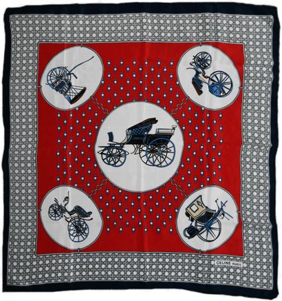 CELINE
Silk scarf decorated with horse-drawn...