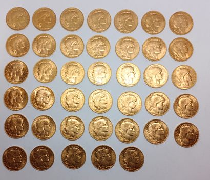 40 coins 20 Francs Français in République...