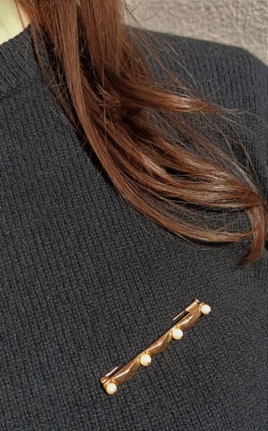 Barrette brooch in 18-carat (750 thousandths)...