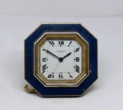 CARTIER.
Gilt-metal octagonal alarm clock...