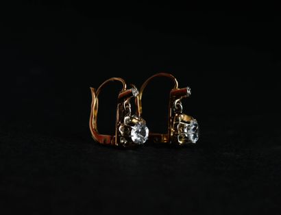 Pair of 18K (750 thousandths) yellow gold...