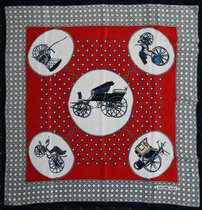 CELINE
Silk scarf decorated with horse-drawn...