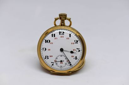 Montre à gousset en or jaune.
Le revers à...