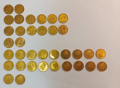 36 Italian 20 lira gold coins of 1862 (x2),...