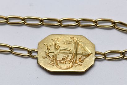 18K (750 thousandths) yellow gold gourmette...