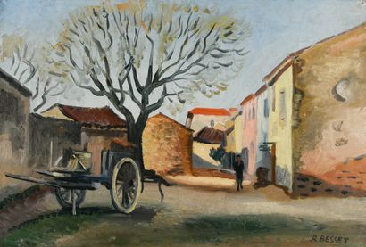 René BESSET (1900-1980)
Farmyard in winter
Oil...