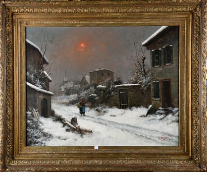 Jean BAIN (1860-1908)
Winter sun on a snow-covered...