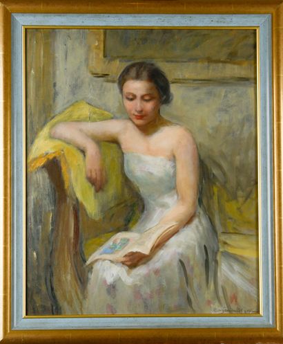 Eugénie BOYER (1887-1972)
Young Girl Reading
Oil...