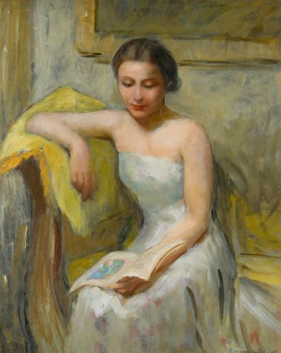 Eugénie BOYER (1887-1972)
Young Girl Reading
Oil...