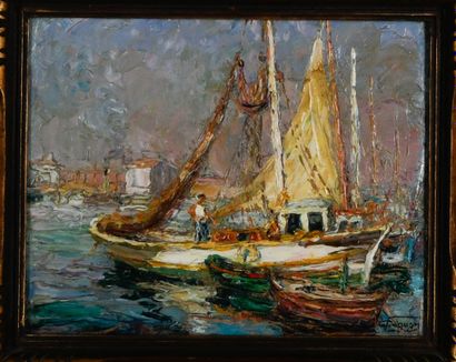 Victor CUGUEN (1882-1969)
Boats in Toulon
Oil...