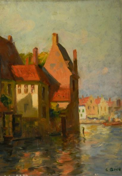 Clément BRUN (1865-1920)
Canal and old houses...