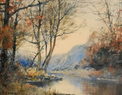Louis AGERON (1865-1935)
River in Autumn,...
