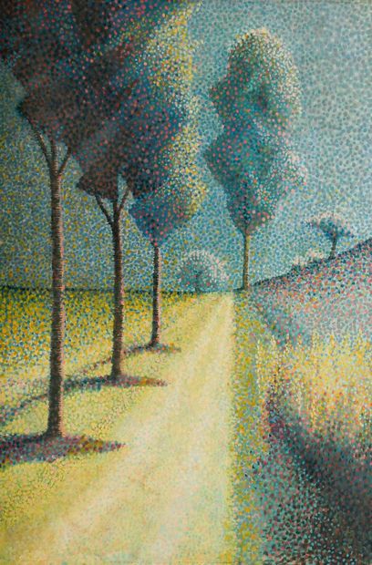 Pointillist school
Landscape
Oil on canvas
38...