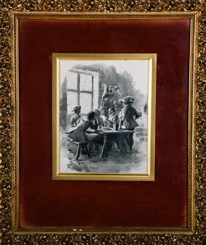Maurice LELOIR (1853-1940)
Assembly of Musketeers
Ink...