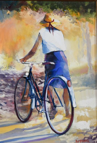 André DEYMONAZ (born 1946)
Girl with bicycle
Oil...