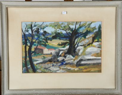 Marcel SEIGNOBOS (1892-1972)
Ardèche landscape
Gouache,...