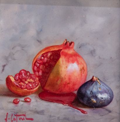 Stéphane CAPITREL (born 1959)
Fig and pomegranate
Acrylic...