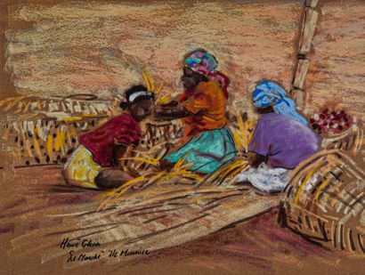 Hervé GHIO (born 1963)
The market, Mauritius
Pastel...