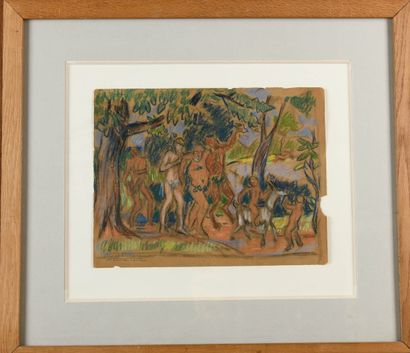 Maurice TÊTE (1880-1948).
The Dionysian Stroll
Pastel,...