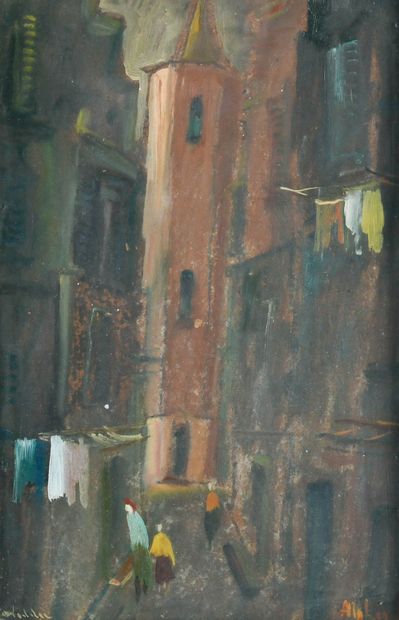 Italian school of the 1960s
Alley with laundry...