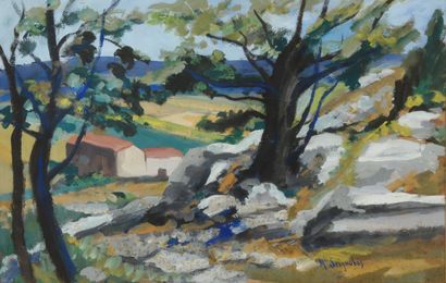 Marcel SEIGNOBOS (1892-1972)
Ardèche landscape
Gouache,...