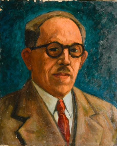 French school, 1950s 
Portrait of a man with...