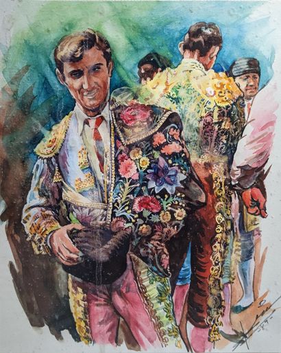 DIAZ (20th century)
The Toreadors, 1989
Watercolor,...