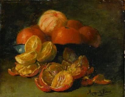 Marguerite BRUN (1860-1922) 
The oranges
Oil...