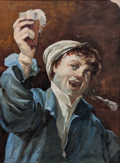 J. LEIRIN (19th century)
The Merry Drinker
Gouache,...