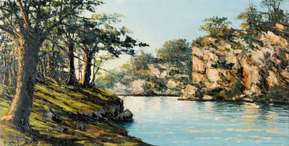 Paul GOBERT (1891-1963)
River lined with...