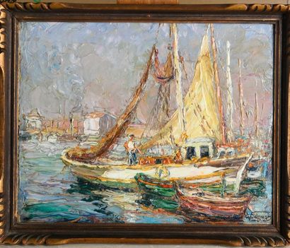 Victor CUGUEN (1882-1969)
Boats in Toulon
Oil...